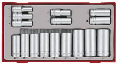 16 delars Hylssats med 3/8'' fyrkantsfäste Teng Tools TT381612