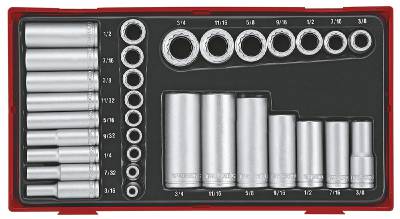 32 delars Hylssats. Med 1/4'' och 3/8'' fyrkantsfäste Teng Tools TTAF3212