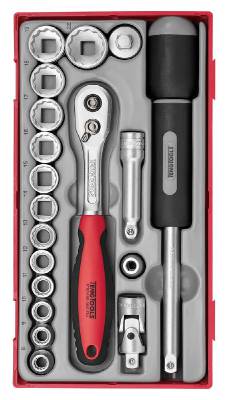 19 delars Hylsnyckelsats. Med 3/8" fyrkantsfäste Teng Tools TT381912