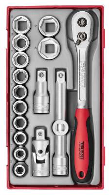 18 delars Hylsnyckelsats. Med 1/2'' fyrkantsfäste Teng Tools TT1218 / TT1218-6