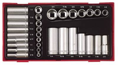 32 delars Hylssats. Med 1/4'' och 3/8'' fyrkantsfäste Teng Tools TTAF32