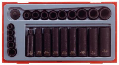 24 delars Krafthylssats med 1/4'' och 3/8'' fyrkantsfäste Teng Tools TT9024