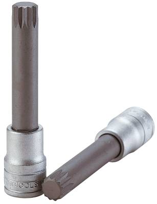 Lång tolvtands bitshylsa med 1/2" fyrkantsfäste. Teng Tools M122805-C / M122816-C
