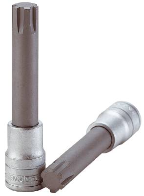 Ribe-hylsbits med 1/2" fyrkantsfäste. Teng Tools M122704-C / M122713-C
