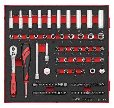 89 delars Hylsnyckelsats med 1/4'' fyrkantsfäste. Teng Tools TED1489