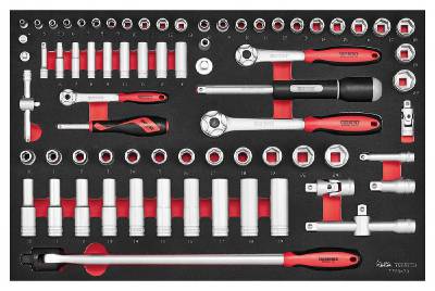 Hylsnyckelsats med 73 delar TTESK73 TengTools (1/4"-, 3/8"- och 1/2"-fäste)