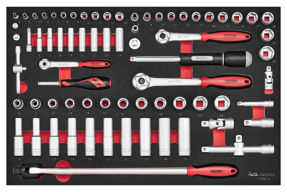 Hylsnyckelsats med 73 delar TTESK73 TengTools (1/4"-, 3/8"- och 1/2"-fäste) – bild 2