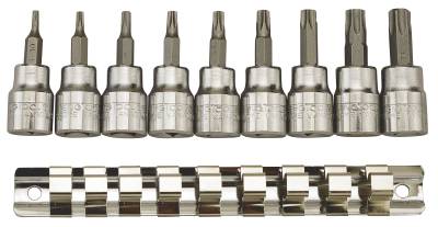 TX-hylsor i sats. Med 3/8" fyrkantsfäste. Teng Tools M3813TX