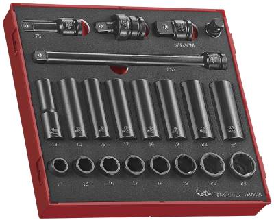 21 delars Krafthylssats med 1/2'' fyrkantsfäste. Teng Tools TED 9121 – bild 2