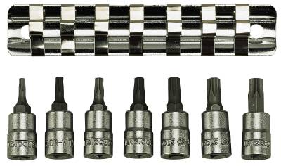 TX-hylsor i sats. Med 1/4" fyrkantsfäste. Teng Tools M1408TX