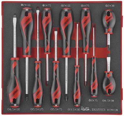 11 delars Skruvmejselsats. Teng Tools TED911N