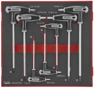 7 delars TX/TPX nyckelsats med T-handtag. Teng Tools TEDTX7 – bild 1