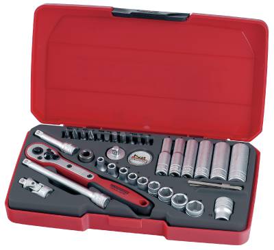 Hylsnyckelsats. Med 1/4'' fyrkantsfäste Teng Tools T1436