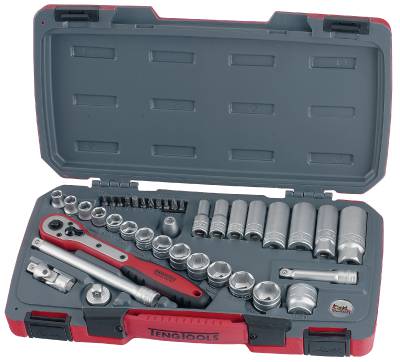 Hylsnyckelsats. Med 3/8'' fyrkantsfäste Teng Tools T3839
