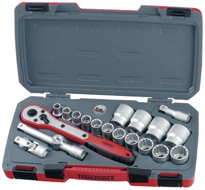 Hylsnyckelsats. Med 1/2'' fyrkantsfäste. Teng Tools T1220AF